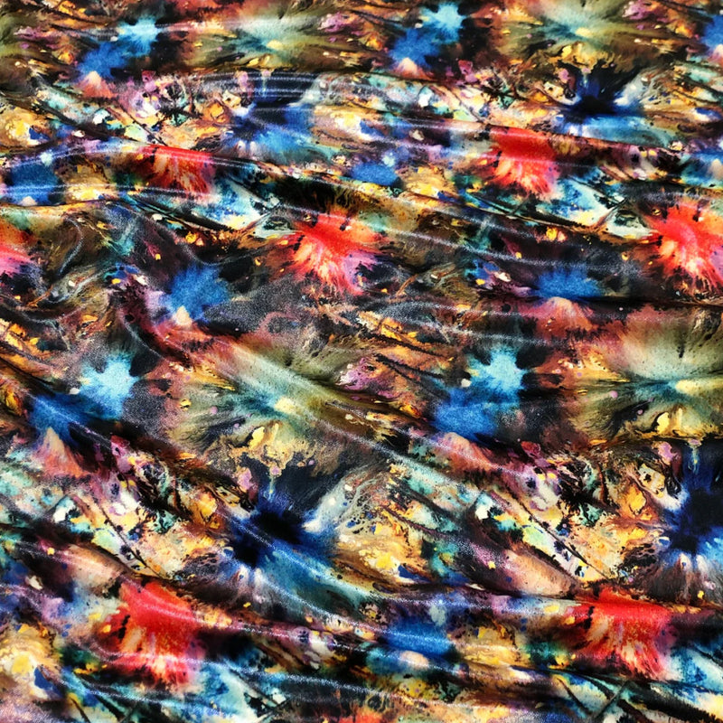 Spiral Abstract Multi Color Design Polyester Spandex Fabric - Multi Color Spiral Abstract, 58"-60" Width
