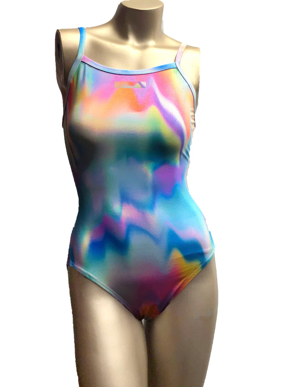 Polyester Spandex Fabric - Hologram Shiny Abstract Foil, Rainbow Cheetah Print, 58"-60" Width