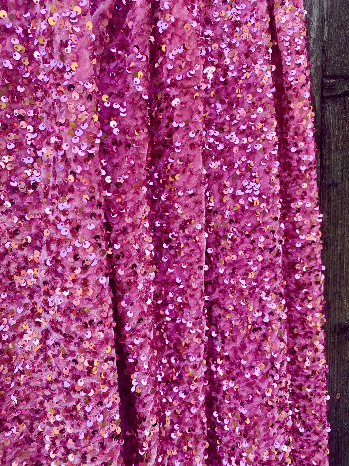 Pink Sequin Stretch Velvet