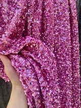 Pink Sequin Stretch Velvet