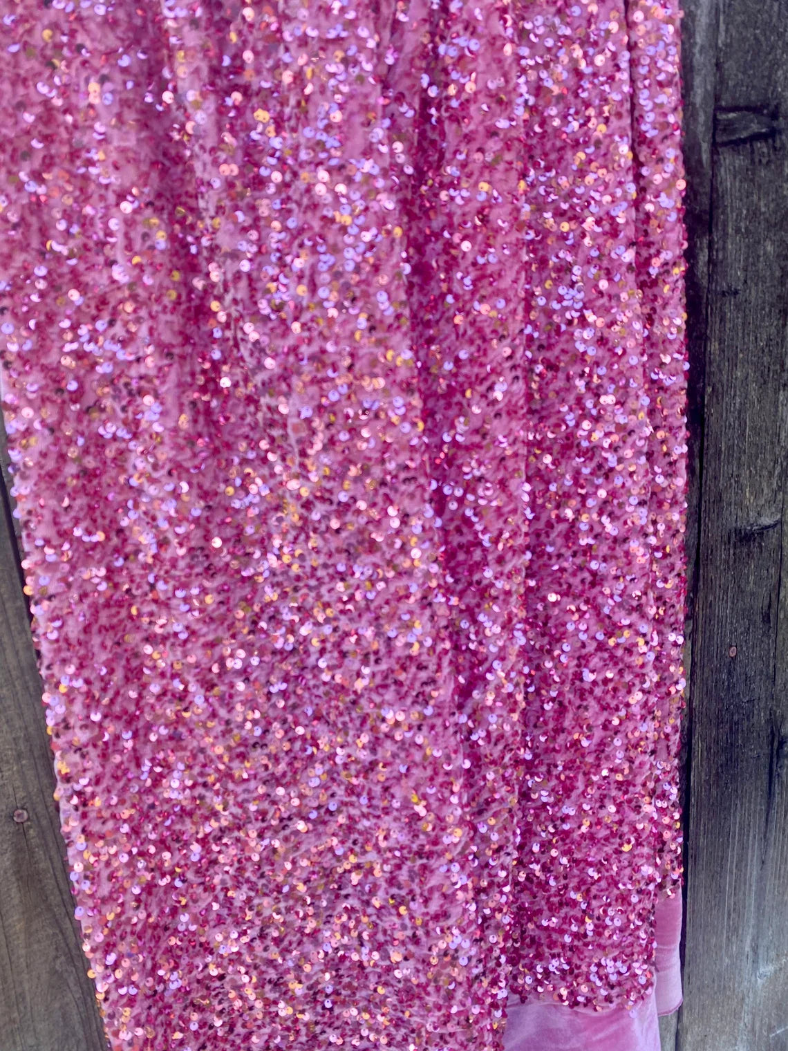 Pink Sequin Stretch Velvet