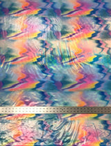 Polyester Spandex Fabric - Hologram Shiny Abstract Foil, Rainbow Cheetah Print, 58"-60" Width