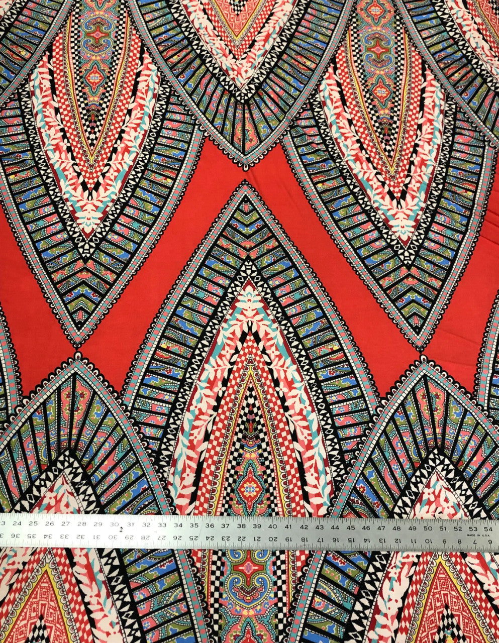 African Print Polyester Spandex Fabric - Big Design, 2 Way Stretch, Light Weight, 58-60" Width