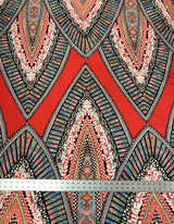 African Print Polyester Spandex Fabric - Big Design, 2 Way Stretch, Light Weight, 58-60" Width