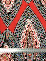 African Print Polyester Spandex Fabric - Big Design, 2 Way Stretch, Light Weight, 58-60" Width