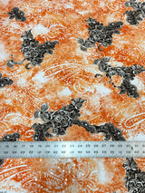 Polyester Spandex Fabric - Abstract Paisley Print With Silver Circle Trans, 58"-60" Width