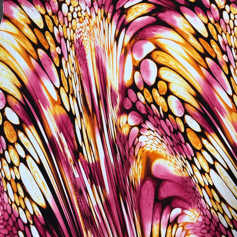 Colorful Abstract Design Polyester Spandex Fabric - Abstract Print, Multi Color, 58"-60" Width