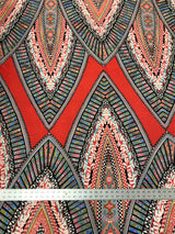 African Print Polyester Spandex Fabric - Big Design, 2 Way Stretch, Light Weight, 58-60" Width