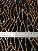 Rose Gold Sequins On 100 Percent Polyester Mesh Fabric - Rose Gold Sequins, Sheer Mesh, 50" Width