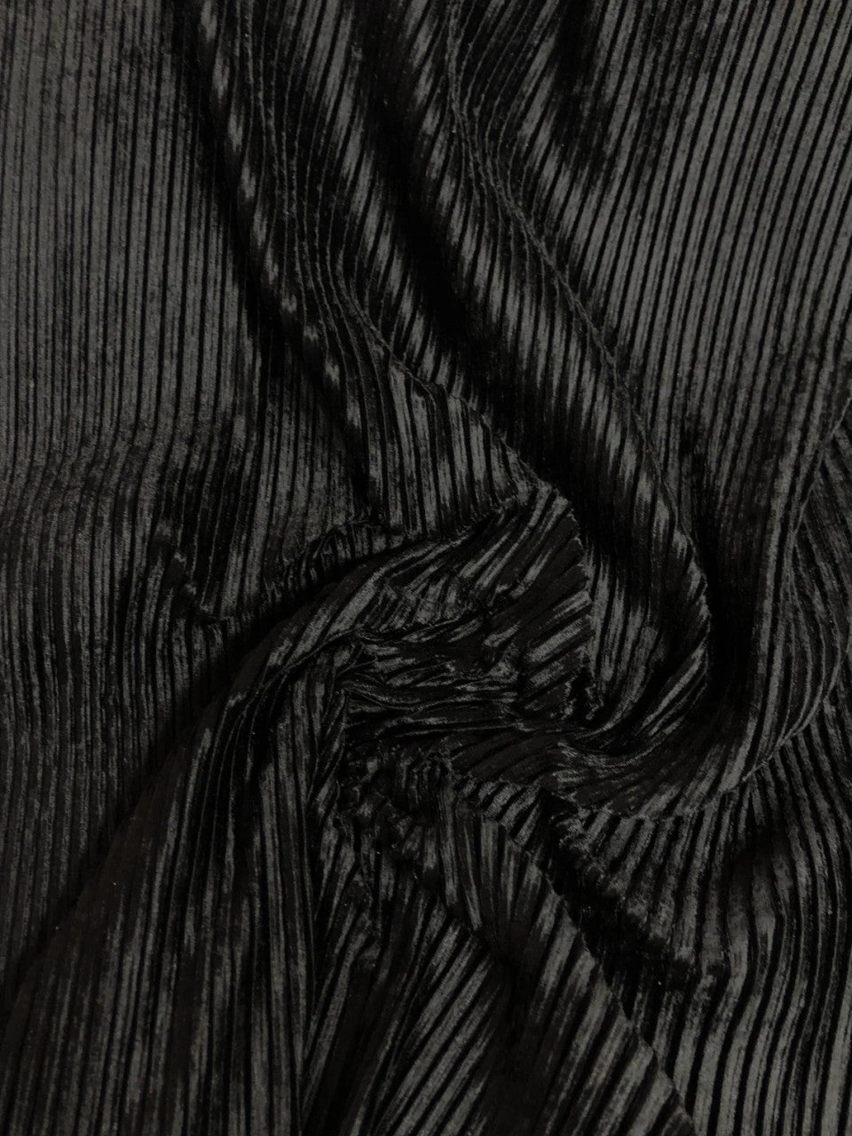 Polyester Pleated Textured Velvet Fabric - Rust, Black, 55-58" Width
