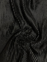 Polyester Pleated Textured Velvet Fabric - Rust, Black, 55-58" Width