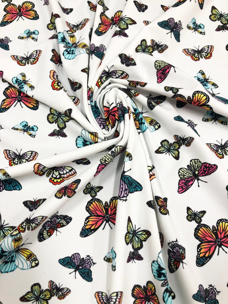 Nylon Spandex Fabric - Medium Weight, 4-Way Stretch, Butterfly Print, 57-58" Width