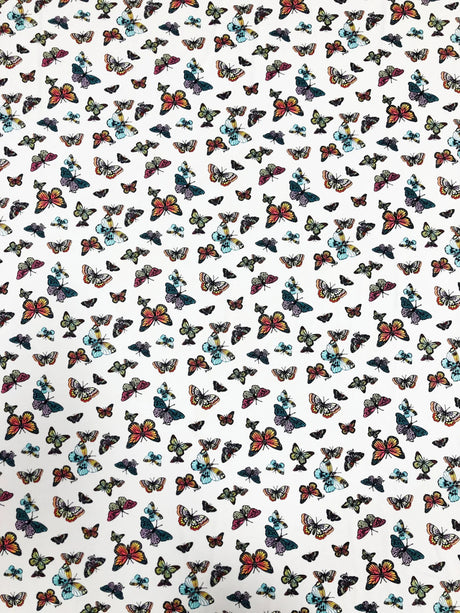 Nylon Spandex Fabric - Medium Weight, 4-Way Stretch, Butterfly Print, 57-58" Width
