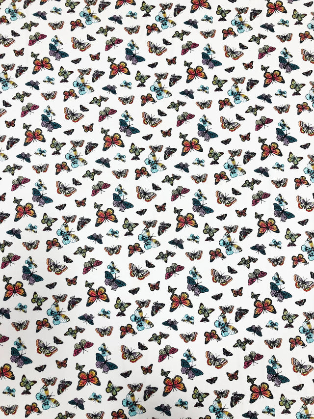 Nylon Spandex Fabric - Medium Weight, 4-Way Stretch, Butterfly Print, 57-58" Width