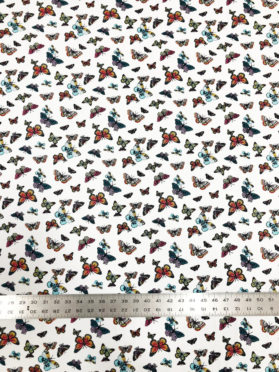 Nylon Spandex Fabric - Medium Weight, 4-Way Stretch, Butterfly Print, 57-58" Width
