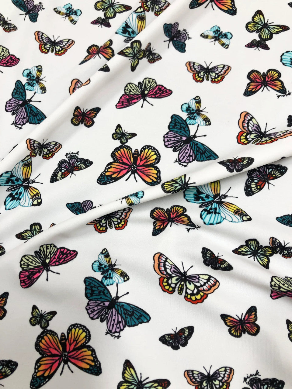 Nylon Spandex Fabric - Medium Weight, 4-Way Stretch, Butterfly Print, 57-58" Width