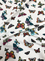 Nylon Spandex Fabric - Medium Weight, 4-Way Stretch, Butterfly Print, 57-58" Width