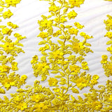 3D Embroidered Satin Floral Pearl Lace Fabric