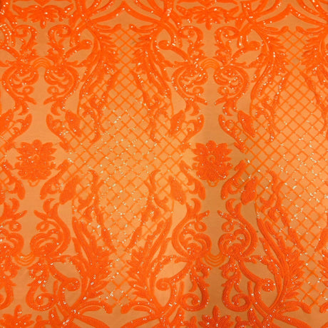 Luna Stretch Sequins Nylon Spandex Mesh Fabric - 4-Way Stretch, Sequin Design, 60" Width (1 Yard)