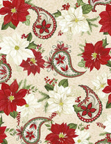 Quilting Cotton Tartan Holiday Paisleys and Florals Allover Cream Wilmington Prints