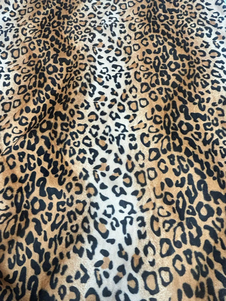Leopard Print Faux Fur Trim Faux Fur Fabric - Multi-Color Leopard Print, 1.5" Width (1 Yard)