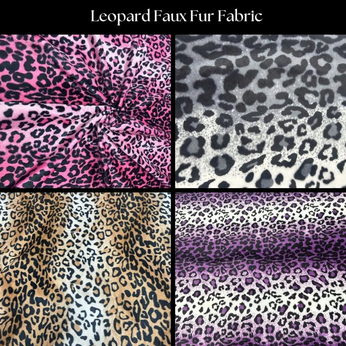 Leopard Print Faux Fur Trim Faux Fur Fabric - Multi-Color Leopard Print, 1.5" Width (1 Yard)
