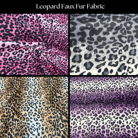 Leopard Print Faux Fur Trim Faux Fur Fabric - Multi-Color Leopard Print, 1.5" Width (1 Yard)