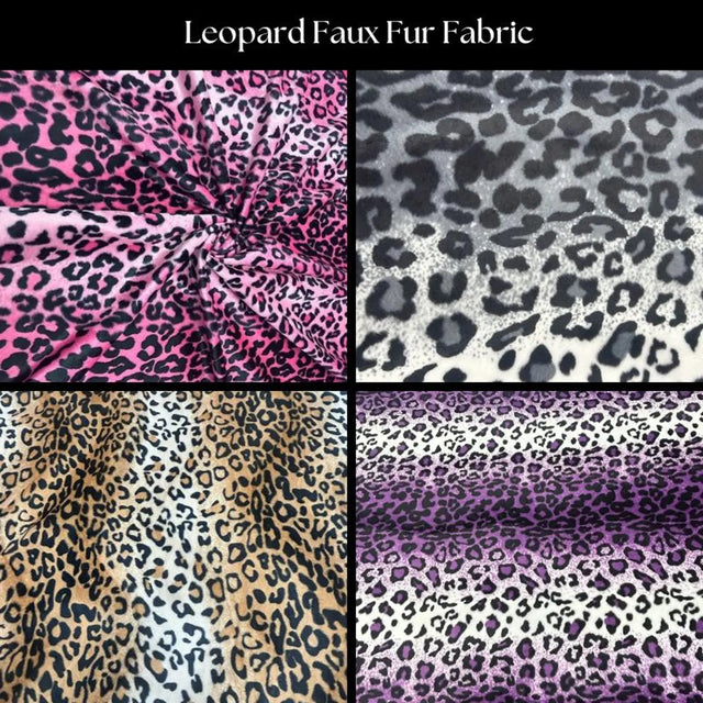 Leopard Print Faux Fur Trim Faux Fur Fabric - Multi-Color Leopard Print, 1.5" Width (1 Yard)