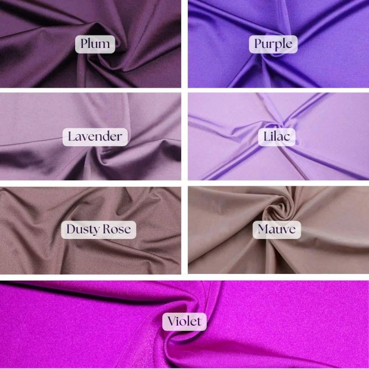 1 Yard Purple Shiny Milliskin Nylon Spandex 4-Way Stretch Fabric 60" Width