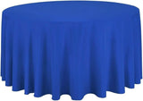 Polyester Round Tablecloth Polyester Fabric - 120" Round, Wrinkle-Resistant, Reusable, Black, Ivory, Navy, Red, Royal, White