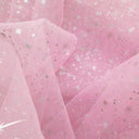 Star Bursts Sheer Organza Fabric - Glitter Star Print, Pink/Turquoise/White, 58/60" Width