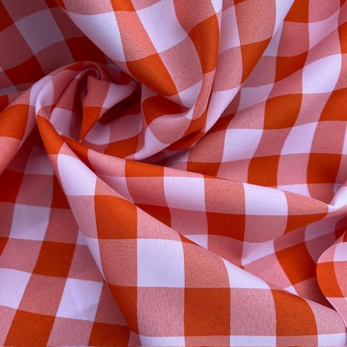 Checkered Gingham Polyester Fabric - 1-Inch Checkered Pattern, 60" Width