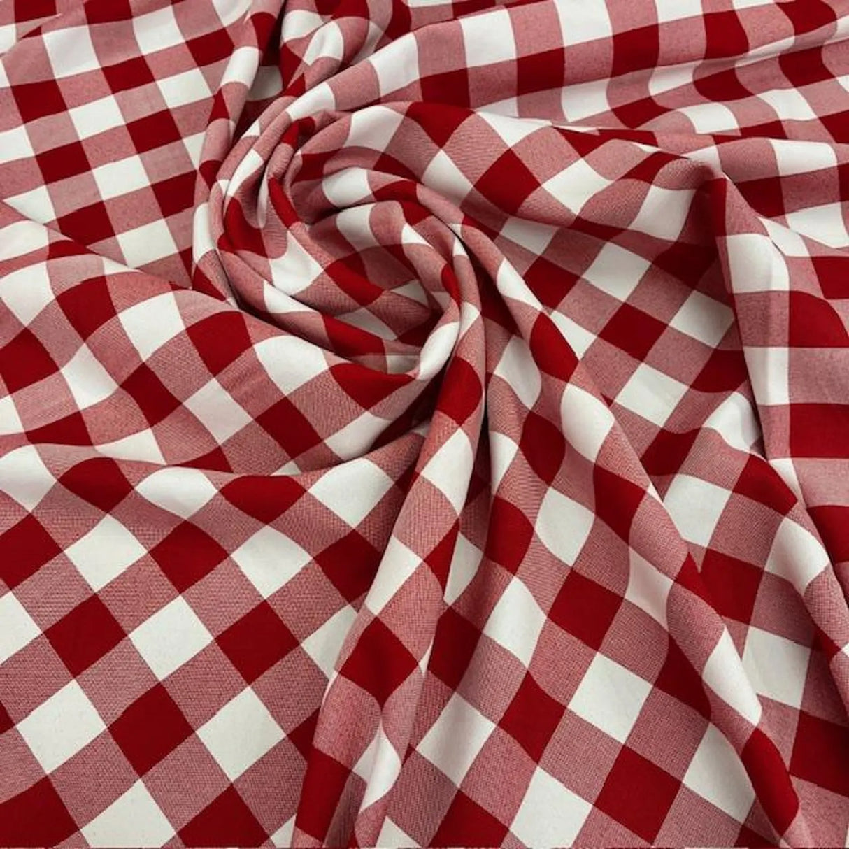 Checkered Gingham Polyester Fabric - 1-Inch Checkered Pattern, 60" Width