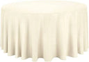 Polyester Round Tablecloth Polyester Fabric - 120" Round, Wrinkle-Resistant, Reusable, Black, Ivory, Navy, Red, Royal, White