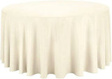 Polyester Round Tablecloth Polyester Fabric - 120" Round, Wrinkle-Resistant, Reusable, Black, Ivory, Navy, Red, Royal, White