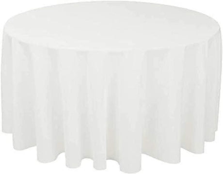 Polyester Round Tablecloth Polyester Fabric - 120" Round, Wrinkle-Resistant, Reusable, Black, Ivory, Navy, Red, Royal, White