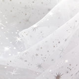 Star Bursts Sheer Organza Fabric - Glitter Star Print, Pink/Turquoise/White, 58/60" Width