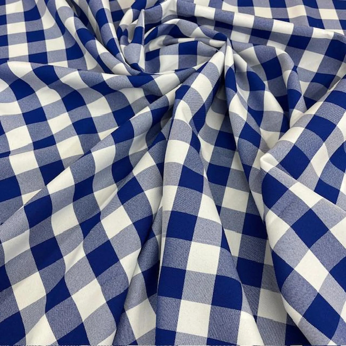 Checkered Gingham Polyester Fabric - 1-Inch Checkered Pattern, 60" Width