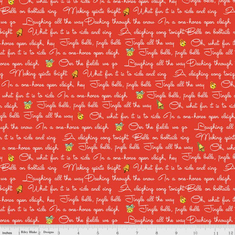 Quilting Cotton Jingle Bells Lyrics Red Riley Blake
