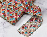Embroidered Trim Multi-Color Beaded Sequined 2.25"