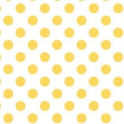 1″ One Inch Yellow Polka Dot on White Poly Cotton Fabric