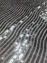 1 Yard Dark Silver Taffeta Fabric with Hypnotic Sequins 50/52 Inch Width