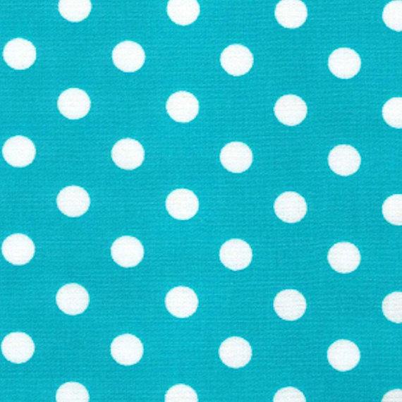 1/4″ Quarter inches White Polka Dot on Turquoise Poly Cotton Fabric,