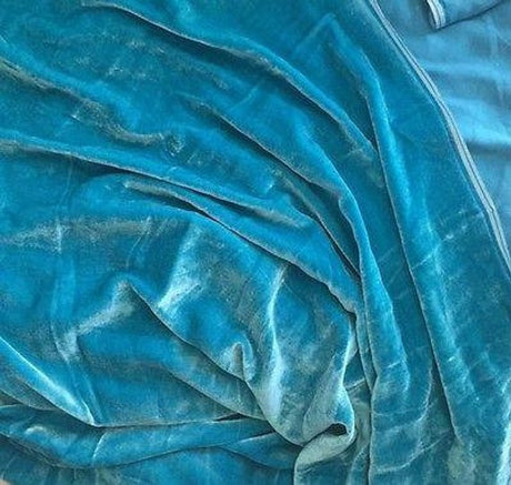 Turquoise Silk Velvet Fabric