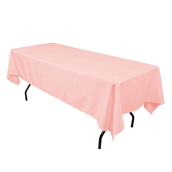 1 Yard Pink Rectangle Tablecloth Washable Polyester for 6 Foot Table 60 Inch Width