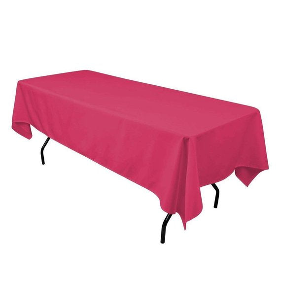 1 Yard Fuchsia Rectangle Tablecloth Washable Polyester for 6 Foot Table 60 Inch Width
