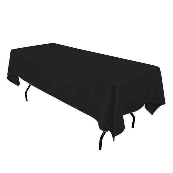 1 Yard Black Rectangle Tablecloth Washable Polyester for 6 Foot Table 60 Inch Width