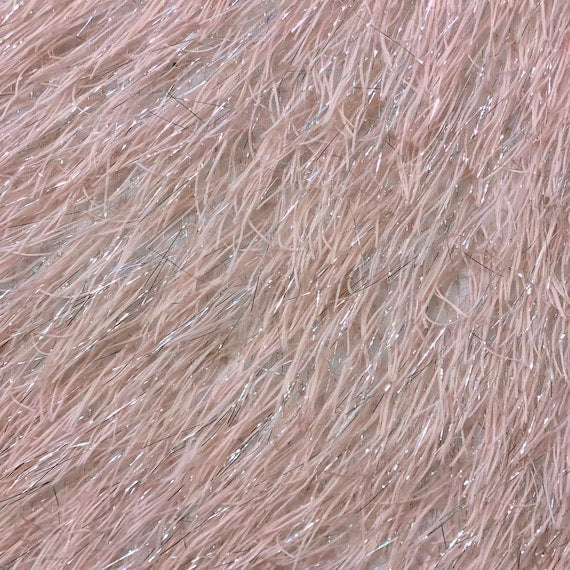 Metallic Faux Fur Tinsel Ostrich Feather Polyester Fabric - Metallic Faux Ostrich Feather, 54" Width (1 Yard)