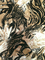 Animal Print W/ Shiny Gold Faux Sequins Ponte De Roma Polyester Spandex Fabric - Animal Print, Shiny Gold, 58"-60" Width