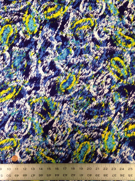 Abstract Paisley Pattern Polyester Spandex Knit Jersey Fabric - Paisley Print, Lightweight, 58" To 60" Width